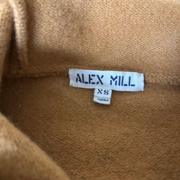 Alex Mill Boiled Wool 100% Merino Hoodie Sweater Mustard Yellow Cozy Classic EUC - Picture 14 of 14